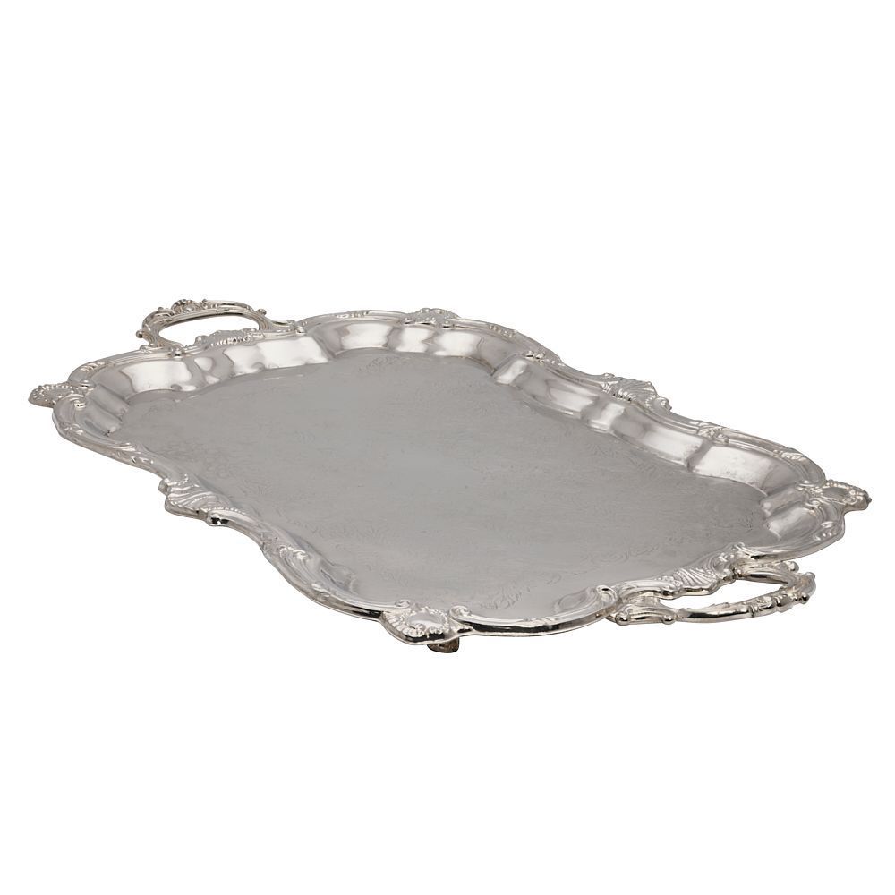 Tray, Rectangular Silver Footed 24