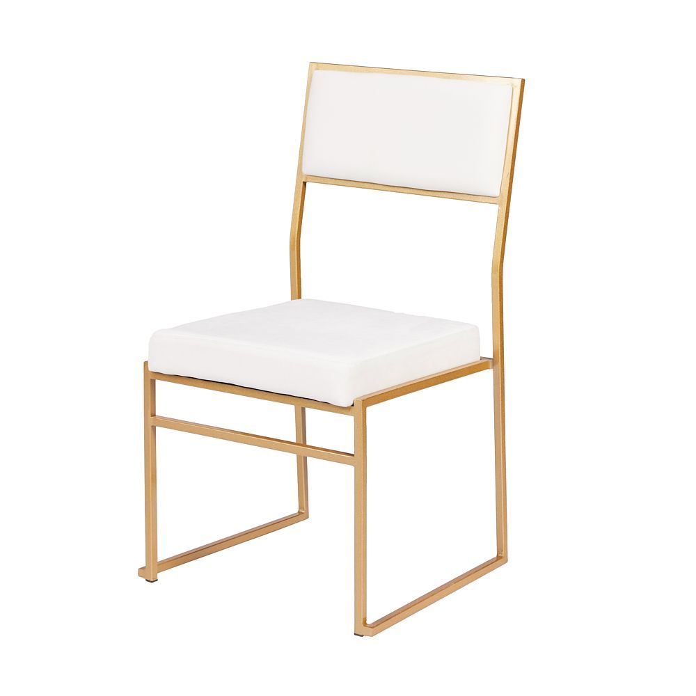 Mero Gold Chair With Ivory Velvet Cushions