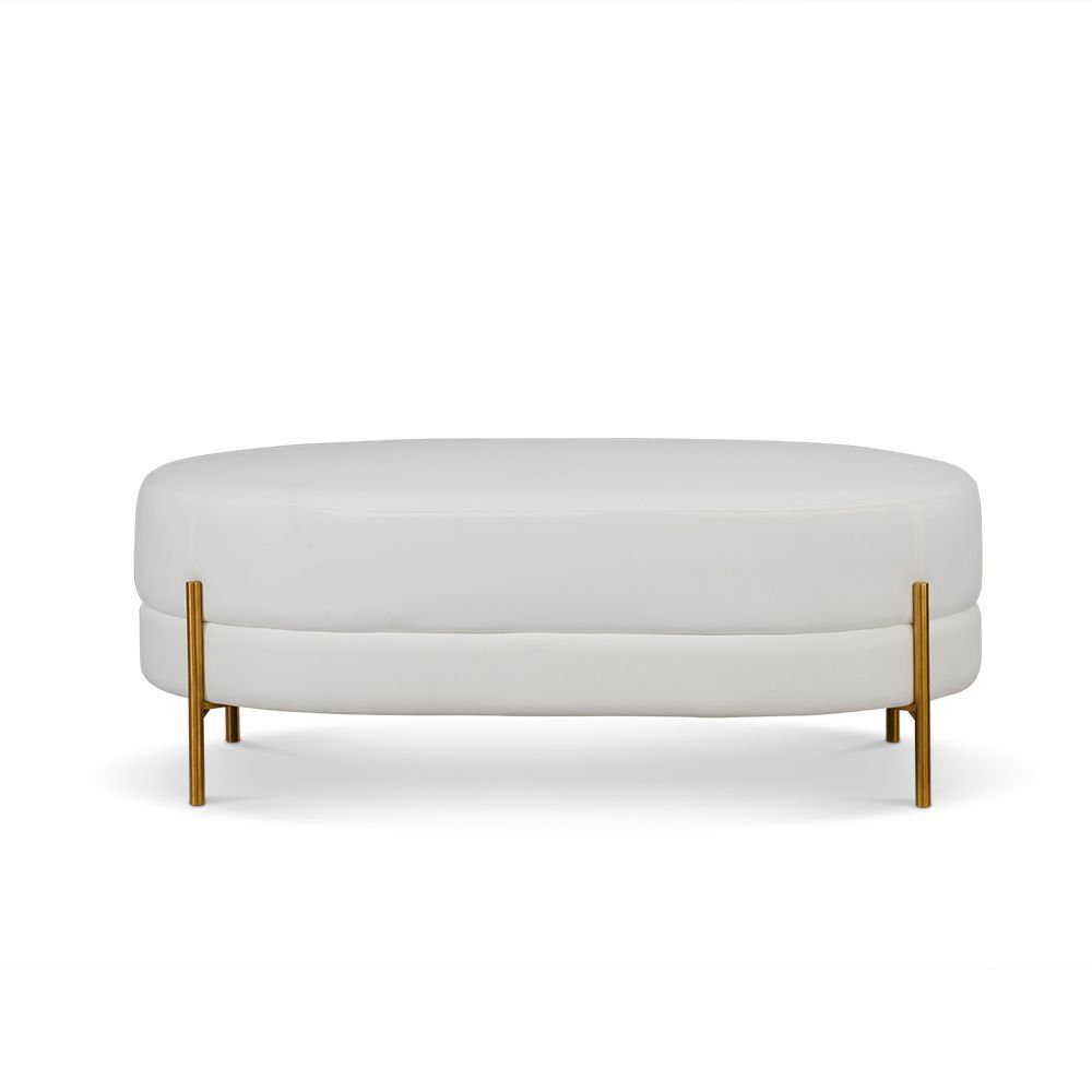 Celine Ottoman - Velvet White 